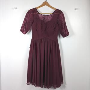 Azazie Dress Women's Size A4 Hattie Bridesmaid Cabernet Wedding